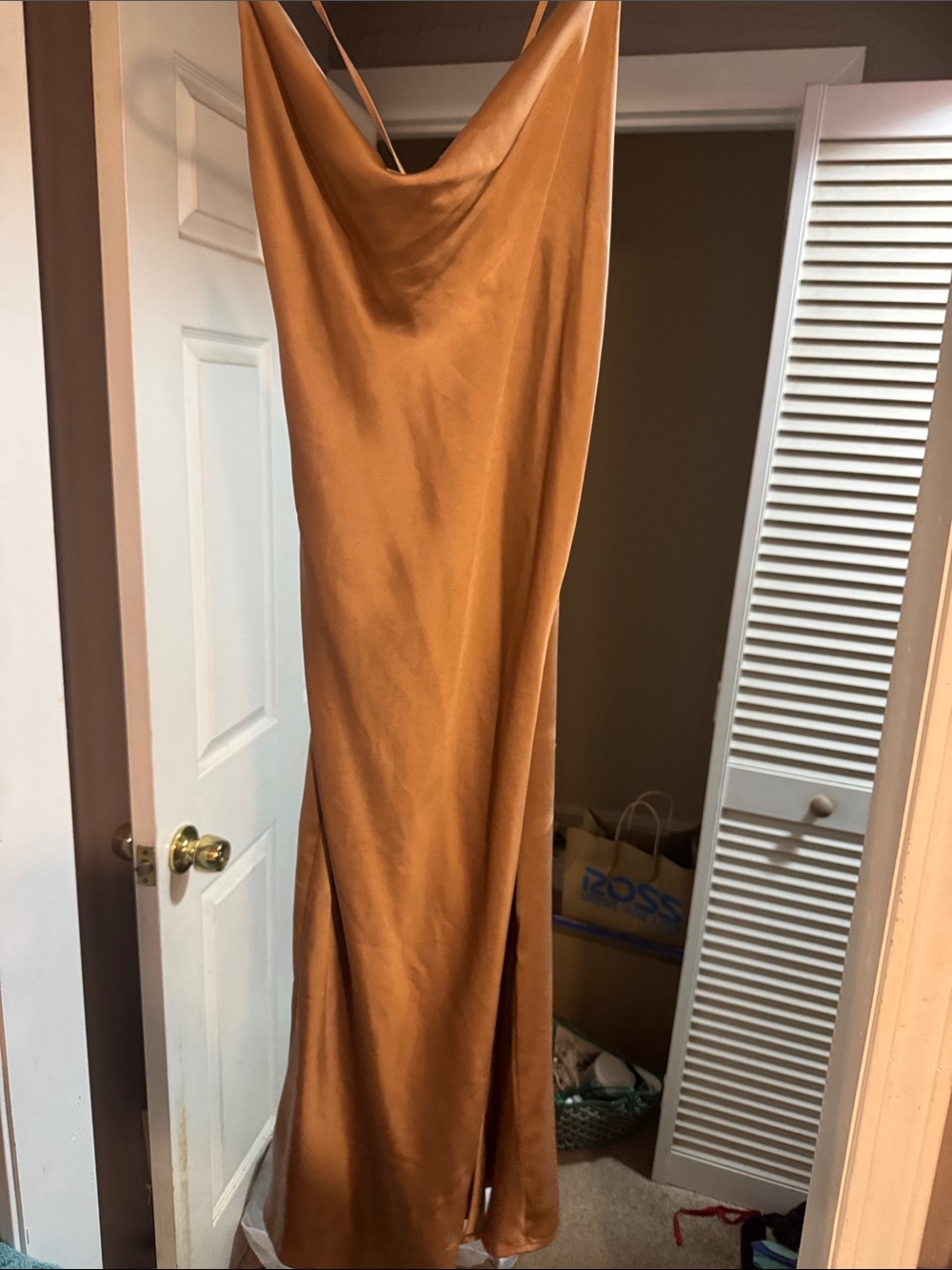 Forever21 Satin Slip Maxi Dress in Beige